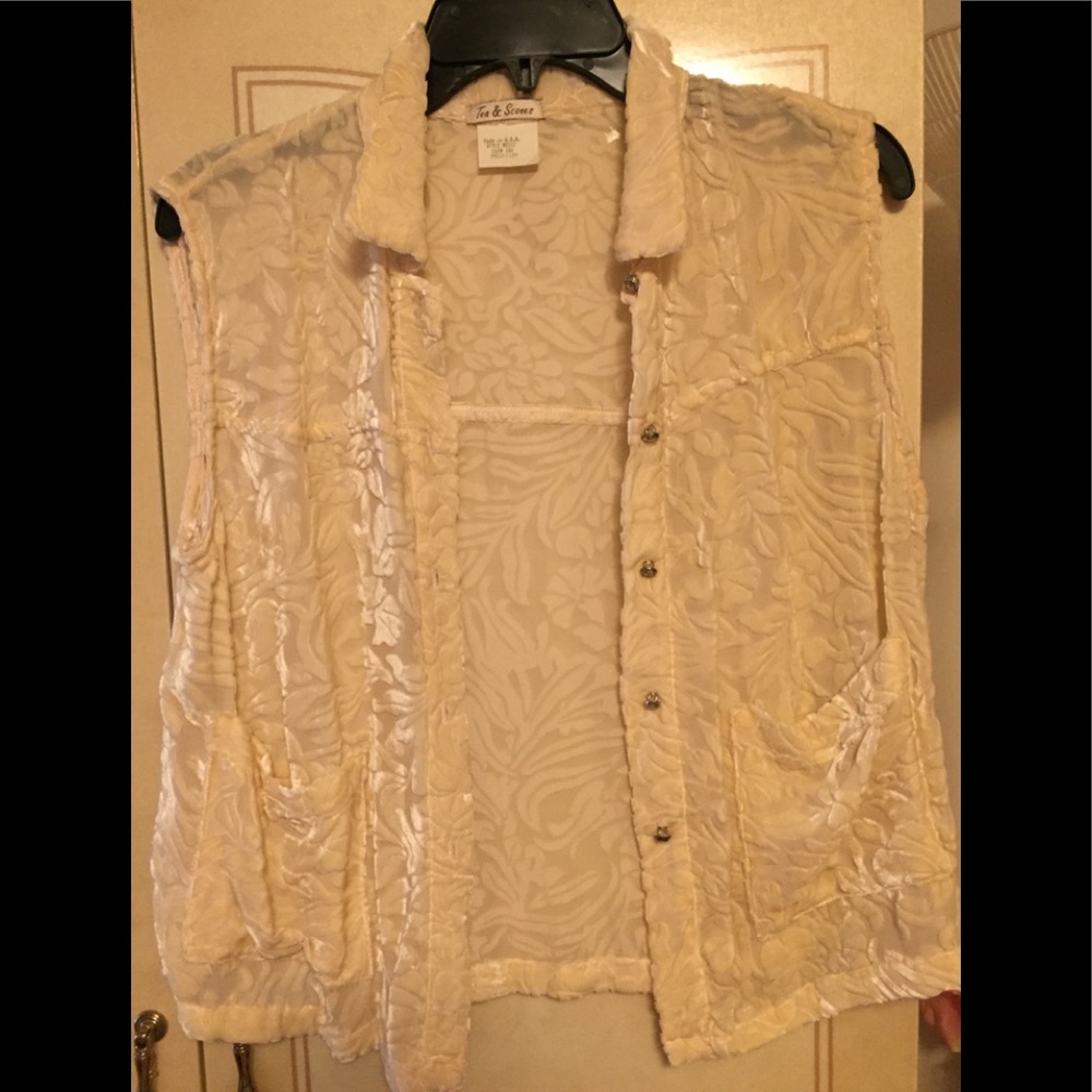 Vintage vest super soft button down cream color